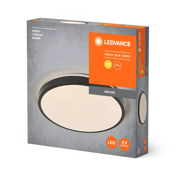 LEDVANCE - ORBIS LONDON PLAFONNIER 480mm 36W CHAUD Noir (4058075829244)