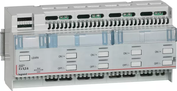 legrand-actionneur variateur myhome_up pour ballast 1v � 10v 4 sorties - 10 modules din (002612)