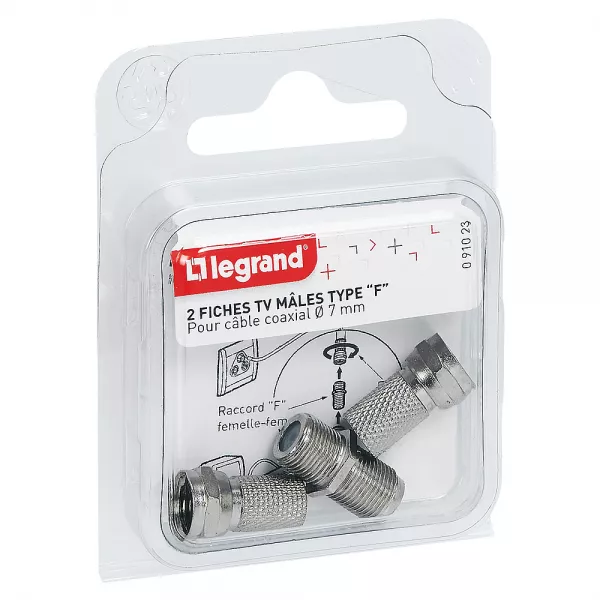legrand-adaptateur \ f\  femelle pour fiche tv coaxiale - avec 2 fiches \ f\  m�les � visser (091023)