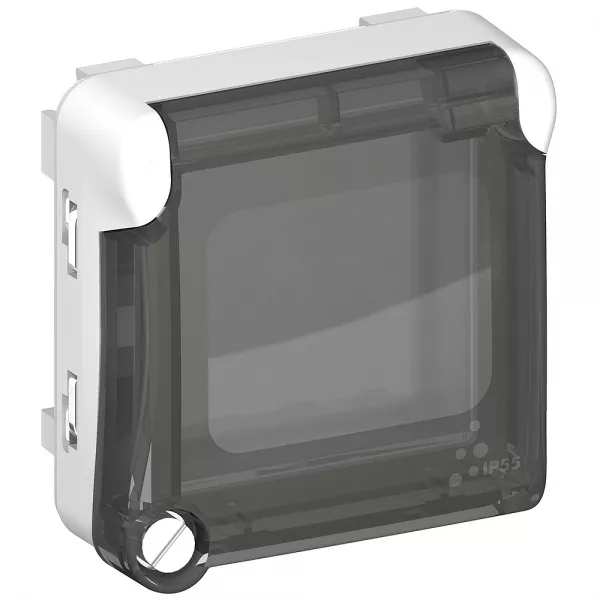 legrand-adaptateur � volet fum� plexo composable ip55 pour mosaic 2 modules - gris/blanc (069579)
