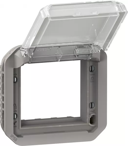 legrand-adaptateur plexo � volet transparent pour mosaic - composable gris (069580l)