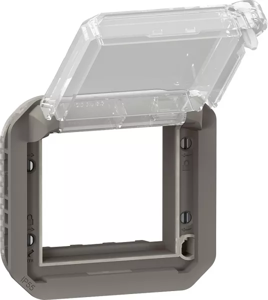 legrand-adaptateur plexo verrouillable � volet transparent pour mosaic -compo anthracite (069845l)