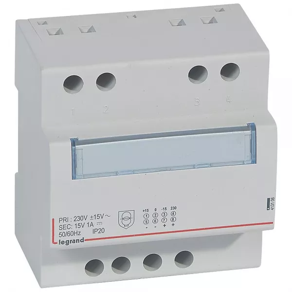 legrand-alimentation monophas�e redress�e filtr�e 230v~ sortie 15v= 15w 1a 5 modules (413106)