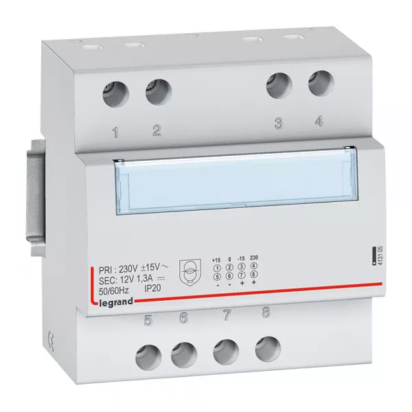 legrand-alimentation redress�e filtr�e monophas�e 230v~/12v= -15 w -1,3a - 5 modules din (413105)