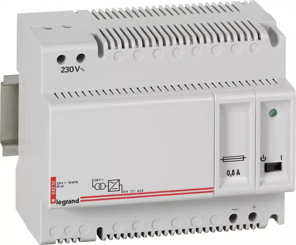 legrand-alimentation secourue mono 230v~ sortie 12v= 6w 0,5a - 6 modules din (004210)
