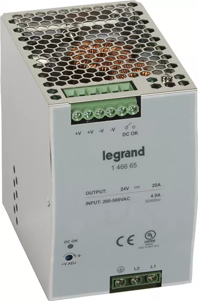 legrand-alimentation stabilis�e � d�coupage mono/bi - 120-480 w - sortie 24 v= - 480 w (146665)