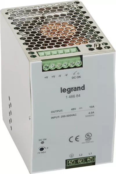 legrand-alimentation stabilis�e � d�coupage mono/bi - 120-480 w - sortie 48 v= - 480 w (146684)