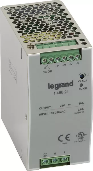 legrand-alimentation stabilis�e � d�coupage monophas�e 100-240v~/sortie 24v= - 240w (146624)