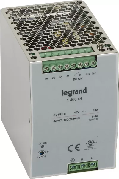 legrand-alimentation stabilis�e � d�coupage monophas�e 100-240v~/sortie 48v= - 480w (146644)