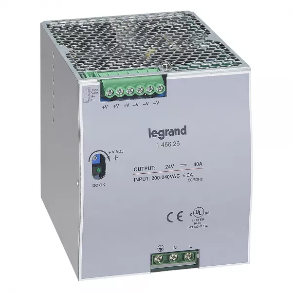 legrand-alimentation stabilis�e � d�coupage monophas�e entr�e 200-240v~/sortie 24v= 960w (146626)