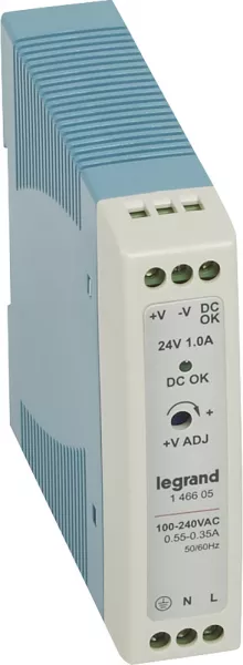 legrand-alimentation stabilis�e d�coupage mono entr�e 100v~ � 240v~ et sortie 24v= - 20w (146605)