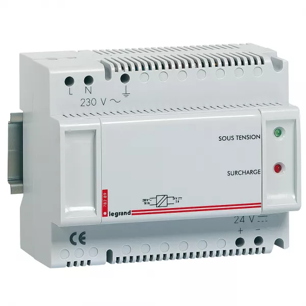 legrand-alimentation tbts 230v~ 27v= 1,2a pour voyants appel infirmi�re - 8 modules din (078290)