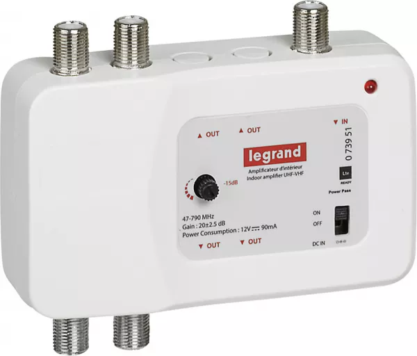 legrand-amplificateur tv - uhf + vhf - 862 mhz - 1 entr�e - 4 sorties (073951)