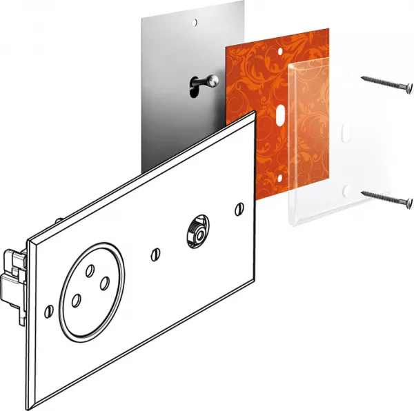 legrand-art d\'arnould univers m�moire prise 2p+t 16a 250v et prise t�l�vision - cristal (67039)