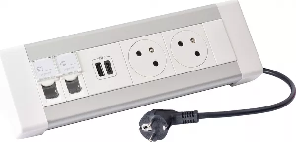 legrand-bloc bureau 2x2p+t + 1 usb a+c + 2xrj45 cat�gorie 6 ftp et cordon 3m 2p+t (054613)