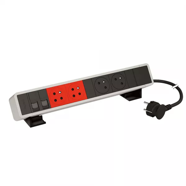 legrand-bloc bureau 2x2p+t d�tromp�es f/b 2 rj45 cat6 ftp cordon 2m fiche - alu-noir (655120ab)