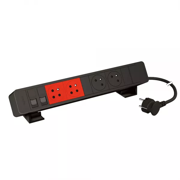 legrand-bloc bureau 2x2p+t d�tromp�es f/b 2 rj45 cat6 ftp cordon 2m fiche - noir (655120bk)