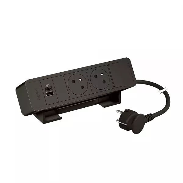 legrand-bloc bureau 2x2p+t f/b + usb a+c 15w cordon 2m fiche - noir (655110bk)