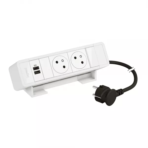legrand-bloc bureau 2x2p+t f/b + usb a+c 15w et cordon 2m fiche - blanc (655110wh)