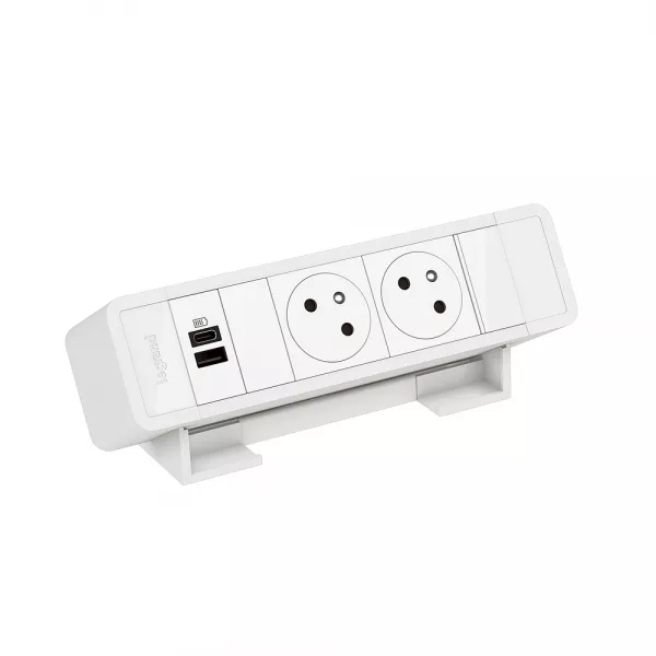 legrand-bloc bureau 2x2p+t f/b usb a+c 15w � raccorder - blanc (655122wh)