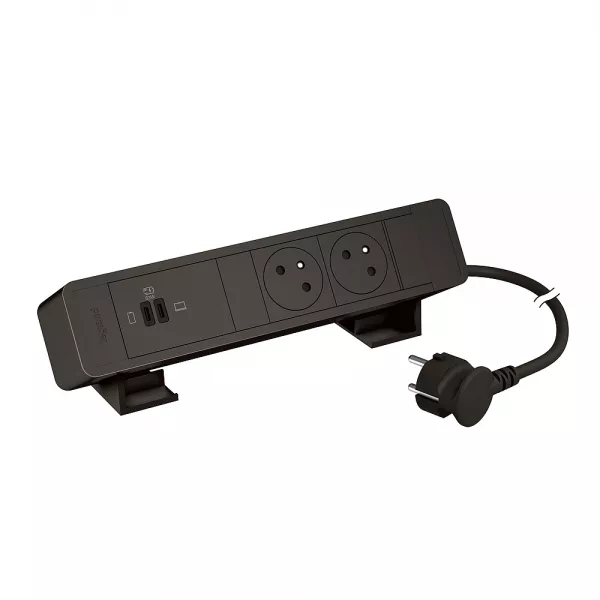 legrand-bloc bureau 2x2p+t f/b usb c+c 63w power delivery cordon 2m fiche - noir (655115bk)