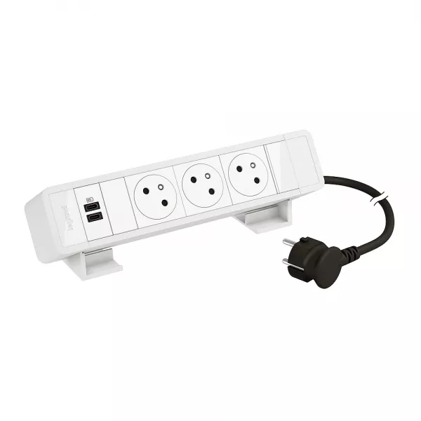 legrand-bloc bureau 3x2p+t f/b + usb c+c 15w et cordon 2m fiche - blanc (655113wh)