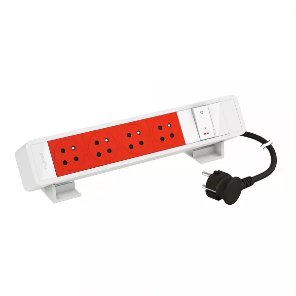 legrand-bloc bureau 4x2p+t d�tromp�es f/b avec inter et cordon 2m fiche - blanc (655119wh)