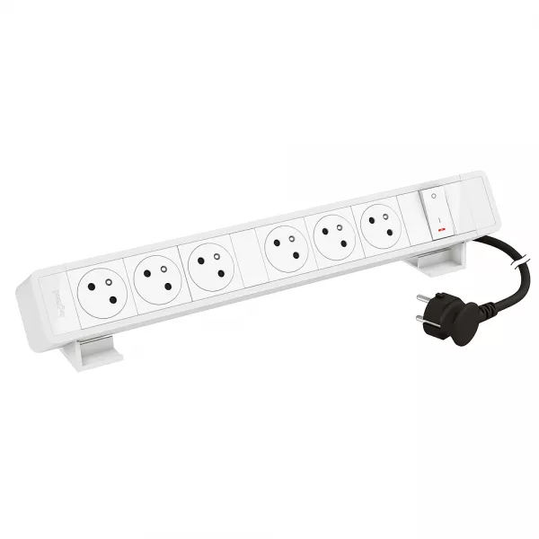 legrand-bloc bureau 6x2p+t f/b avec inter et cordon 2m avec fiche - blanc (655118wh)