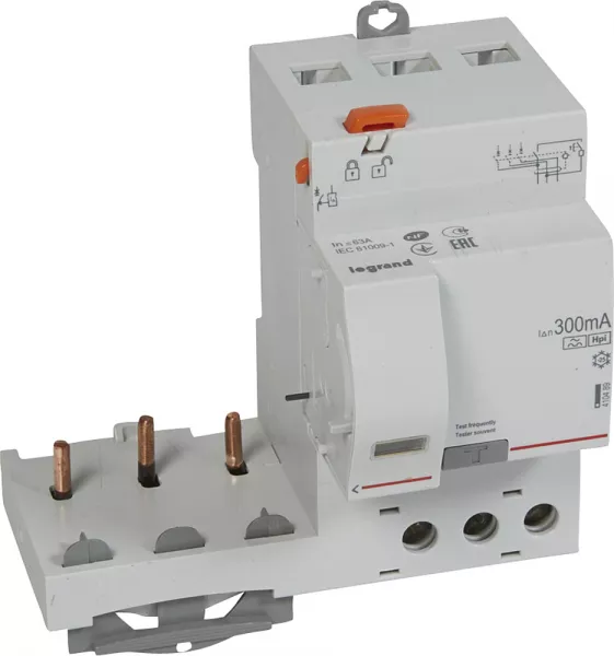 legrand-bloc diff adaptable � vis dx� disj. 1 module/p�le -3p 400v~ -63a -typef 300ma (410489)