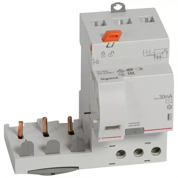 legrand-bloc diff adaptable � vis dx� pour disj 1 module/p�le 3p 63a typeac 30ma (410472)