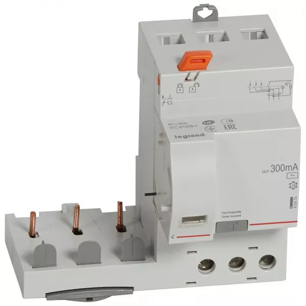 legrand-bloc diff adaptable vis dx� pour disj. 1 module/p�le - 3p 400v~ 40a typeac 300ma (410474)