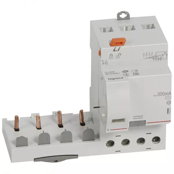 legrand-bloc diff adaptable vis dx� pour disj. 1 module/p�le - 4p 400v~ 63a typeac 300ma (410512)