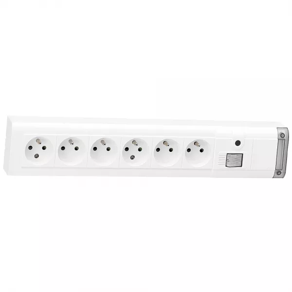 legrand-bloc multiprise fixable 6x2p+t + inter voyant - longueur 399mm (050617)