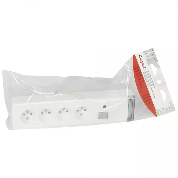 legrand-bloc multiprise fixable avec inter 2p � voyant, limiteur 16a + 4x2p+t - 309mm (050616)
