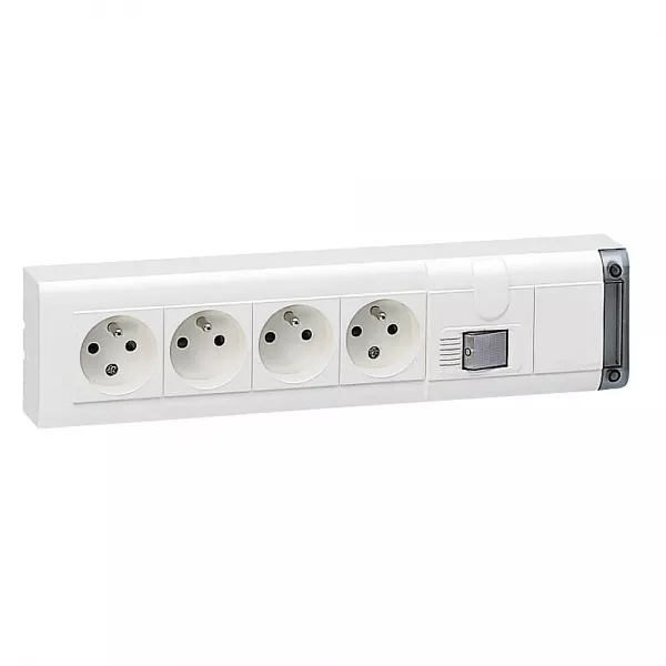 legrand-bloc multiprise fixable avec inter 2p � voyant et 4 prises 2p+t - longueur 309mm (050613)