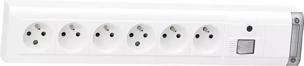 legrand-bloc multiprise fixable avec inter 2p � voyant et 6 prises 2p+t - longueur 399mm (050614)