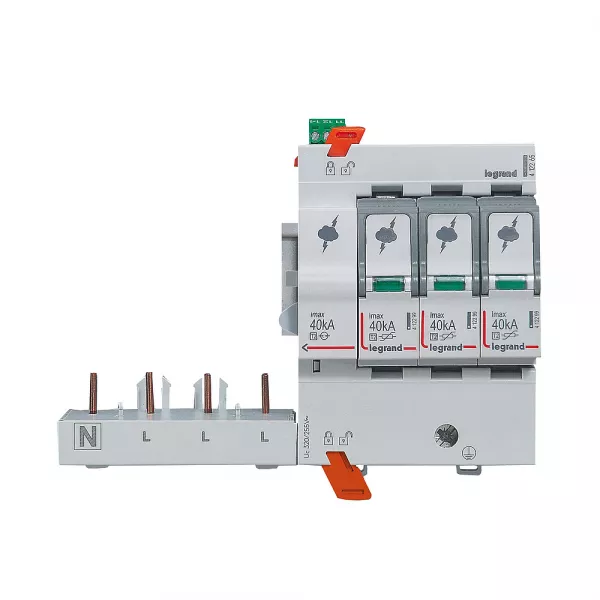 legrand-bloc parafoudre adaptable typet2 imax 40ka/p�le - 3p+n 320v~ - 8 modules (412265)