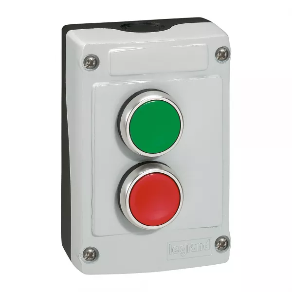 legrand-bo�te � bouton osmoz avec 2 boutons � impulsion vert/rouge - couvercle gris (024230)
