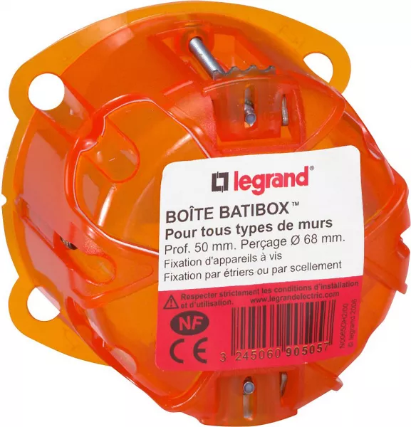 legrand-bo�te � encastrer batibox multimat�riaux - 1 poste profondeur 50mm (090505)