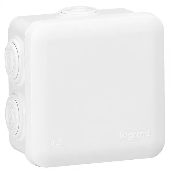 legrand-bo�te de d�rivation carr�e - 80x80x45 mm - fermeture par enclipsage - blanc (094518)