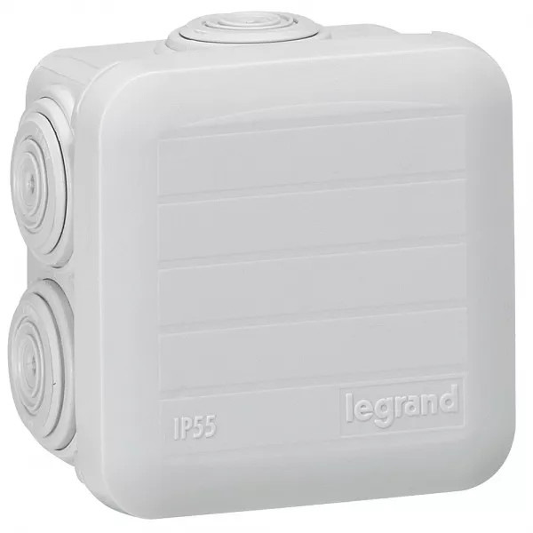 legrand-bo�te de d�rivation carr�e 65x65x40mm - fermeture par enclipsage - gris (094516)