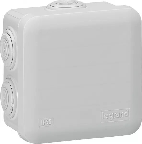 legrand-bo�te de d�rivation carr�e 80x80x45mm - fermeture par enclipsage - gris (094517)