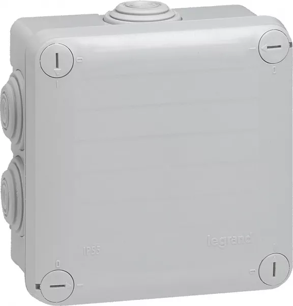 legrand-bo�te de d�rivation carr�e plexo dimensions 105x105x55mm - gris ral7035 (092022)