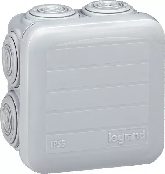 legrand-bo�te de d�rivation carr�e plexo dimensions 65x65x40mm - gris ral7035 (092005)