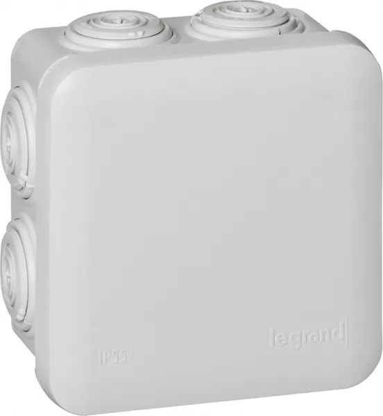 legrand-bo�te de d�rivation carr�e plexo dimensions 80x80x45mm - gris ral7035 (092012)