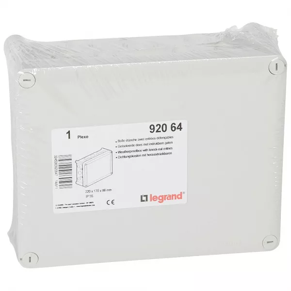 legrand-bo�te de d�rivation rectangulaire pour presse-�toupe plexo gris - 220x170x86mm (092064)