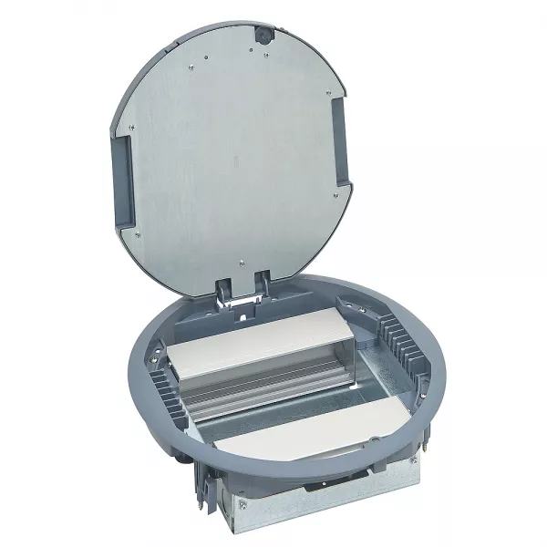 legrand-boite de sol ronde couvercle plastique pour prise position verticale 12 modules (088127)