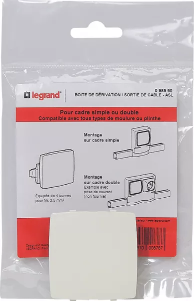 legrand-bo�te d�rivation et sortie de c�ble pour moulure appareillage saillie - blanc (098990)