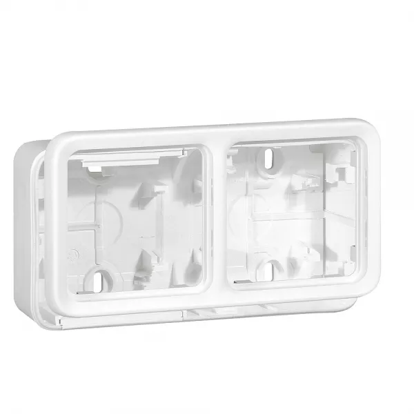 legrand-bo�tier � embouts 2 postes horiz plexo composable ip55 blanc artic antimicrobien (070742)
