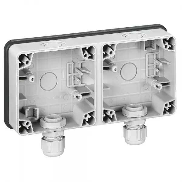 legrand-bo�tier �tanche 2 postes horizontaux plexo ip66 composable - gris (090493)